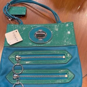 Coach Teal and Aqua Shoulder Bag